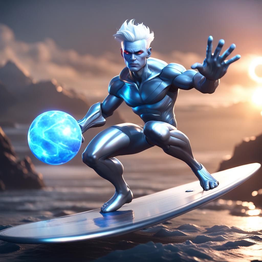 Gord as Silver Surfer in 3D Game Art