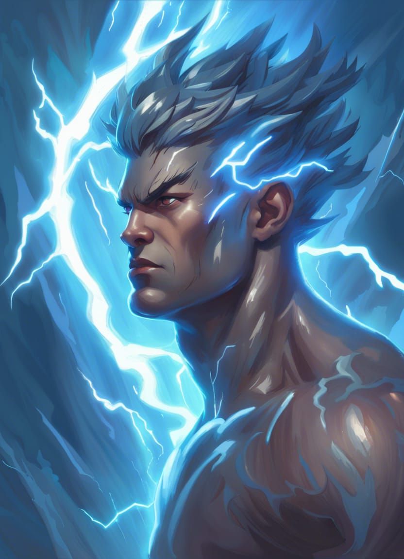 Lightning Bolt Character in Detailed Matte Painting Style