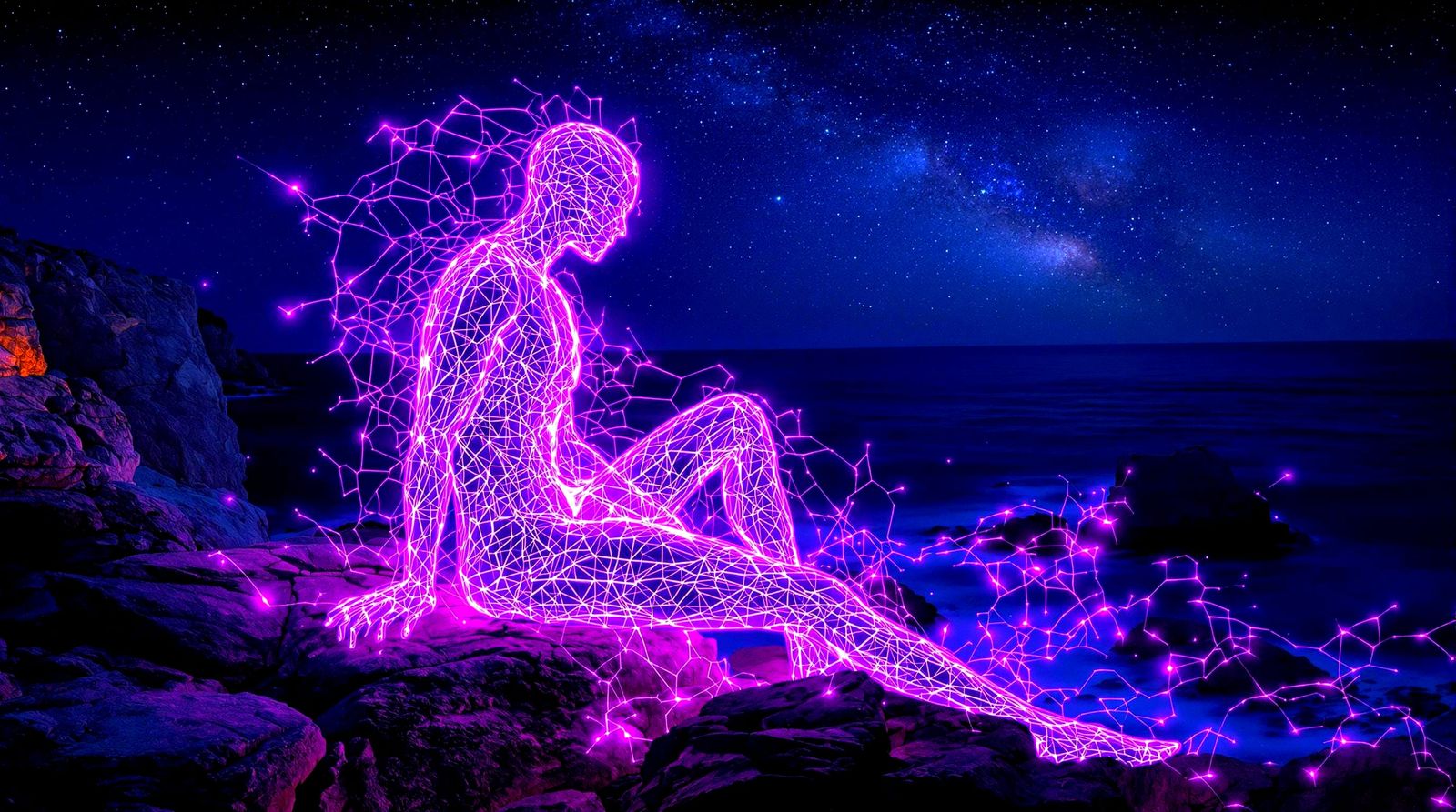Cosmic Human Grid, Violet Energy, Starry Night