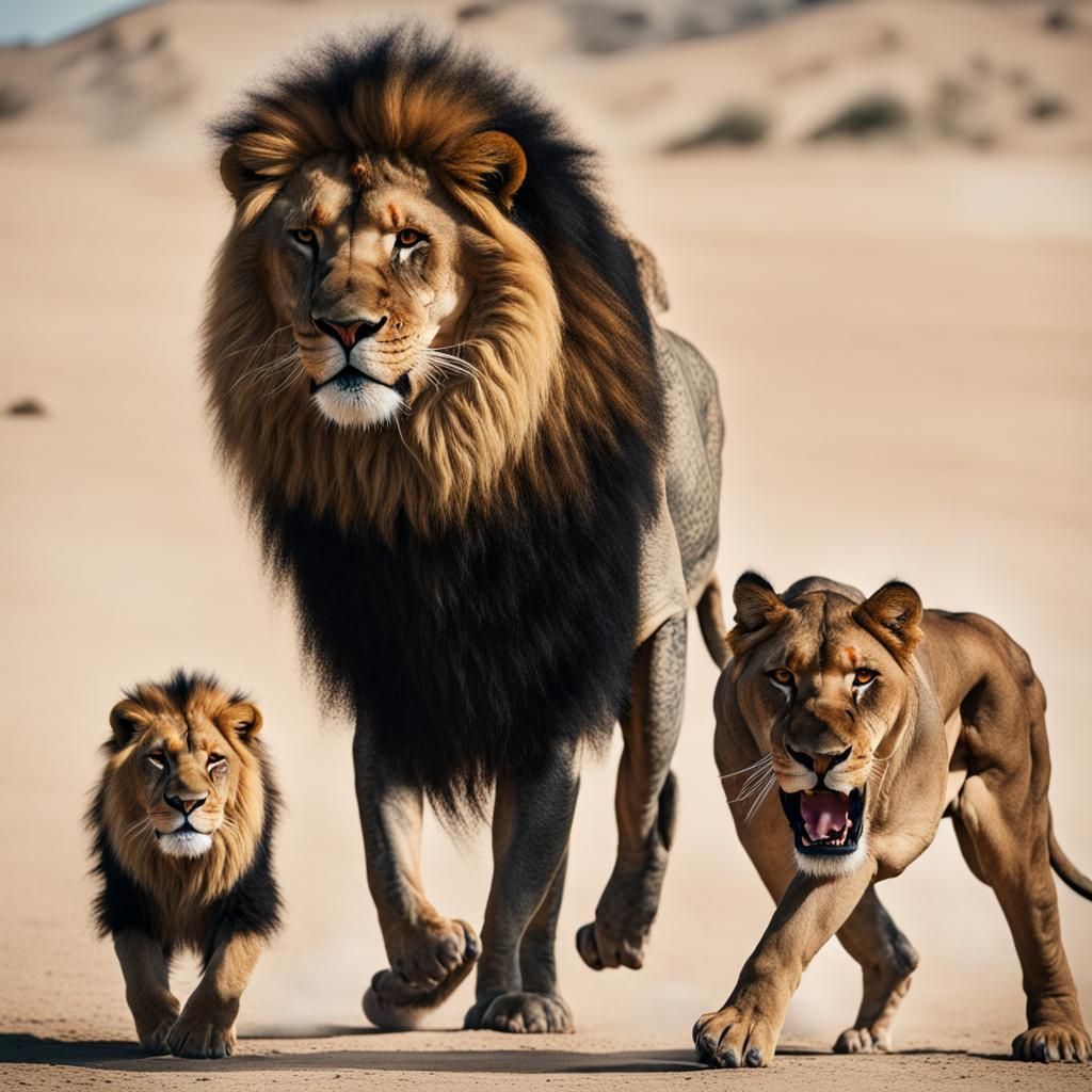 Man Walks with Lion: A Striking Composition