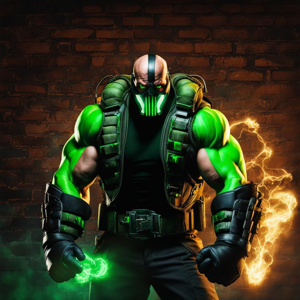 Bane Smashing Through Brick Wall with Glowing Tubes