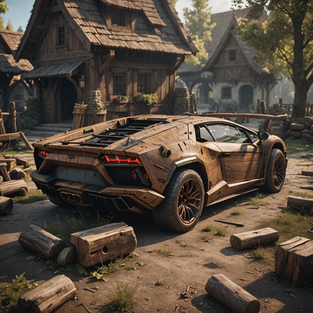 Medieval Timber Lamborghini: 3D Game Cinematic