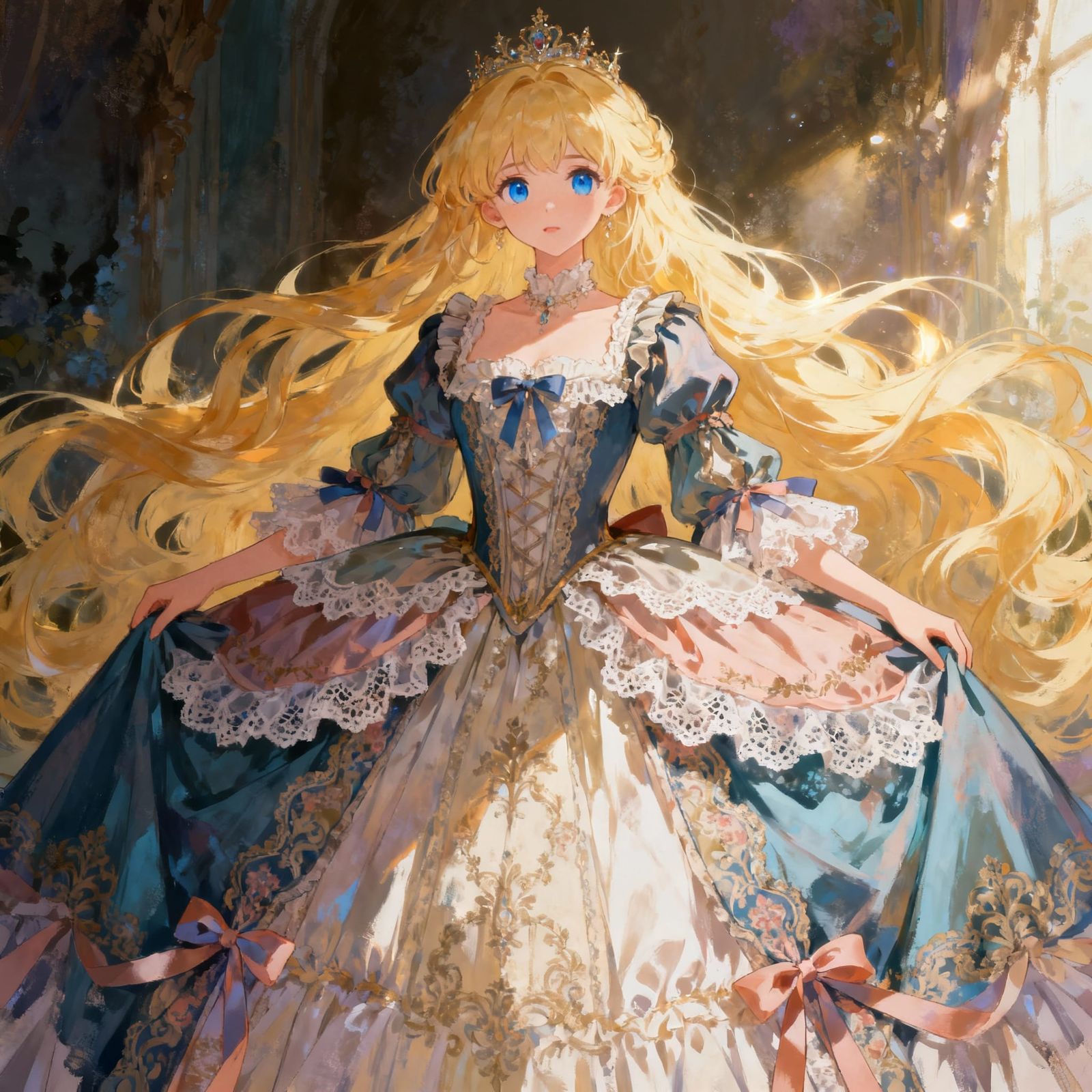 Ethereal Anime Princess in French Gown