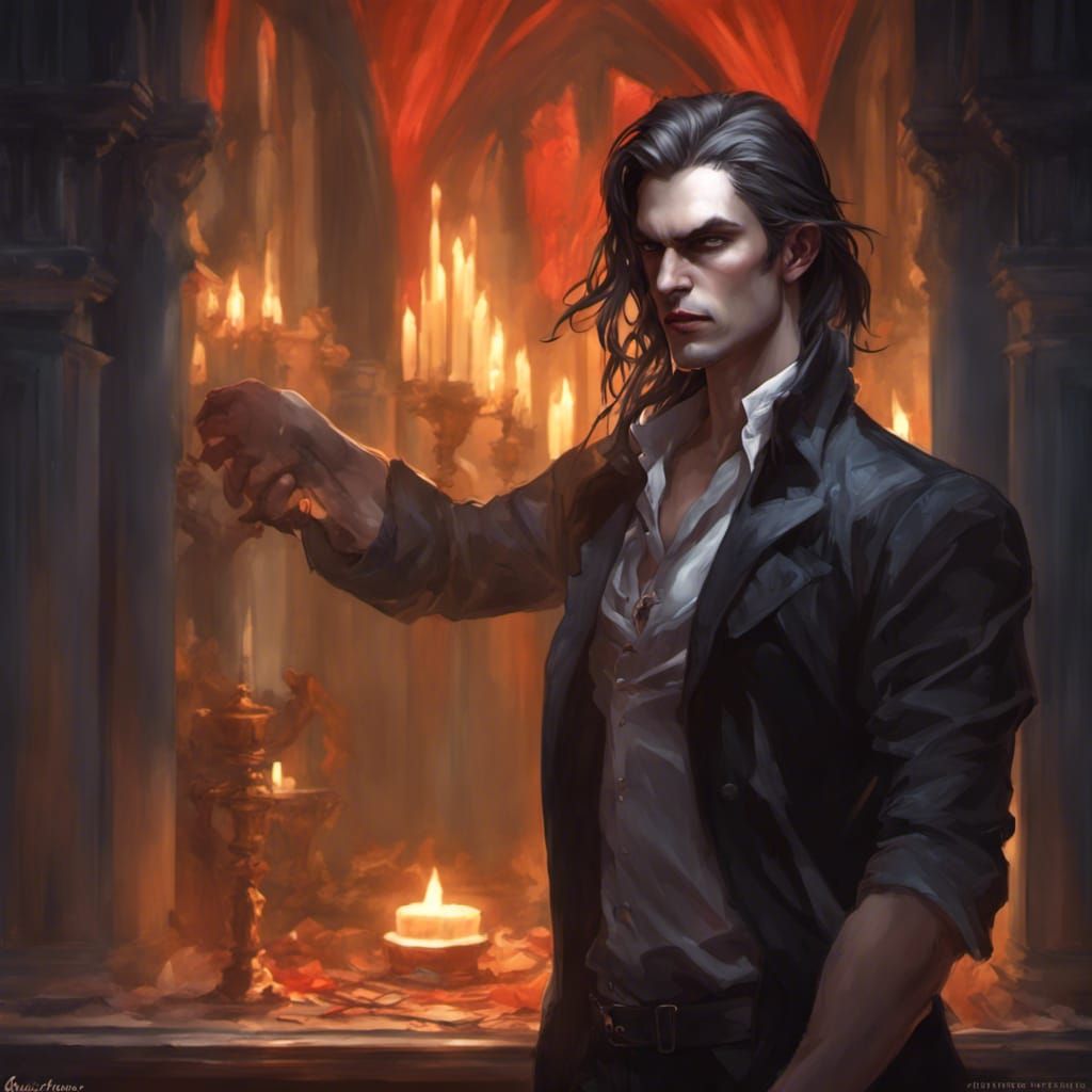 Handsome Vampire Portrait in Goth Style