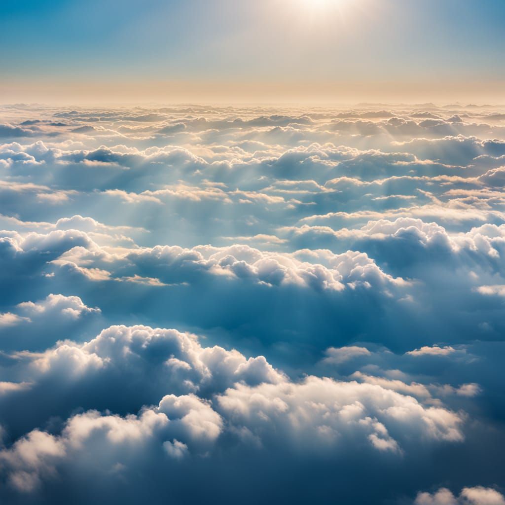 Aerial View of Blue Sky with Fluffy Clouds