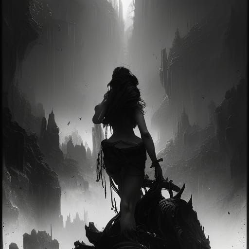 Dark Fantasy Art in Black and White