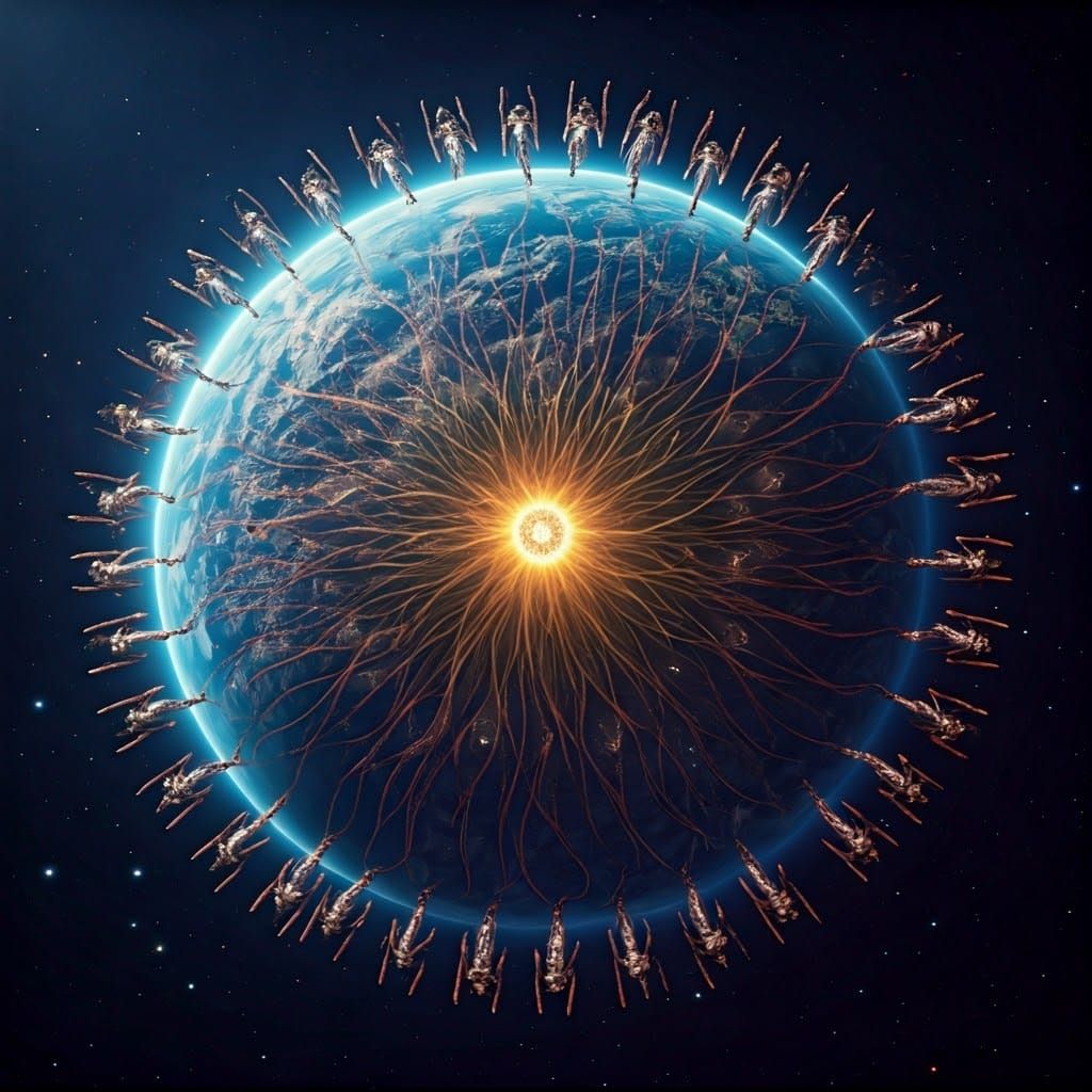 Earth in Space with Sacred Life Symbols