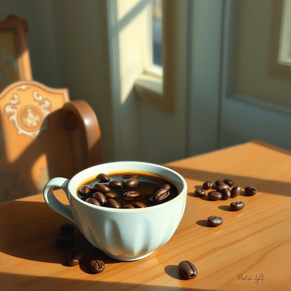 Impressionistic Coffee Cup in Morning Light