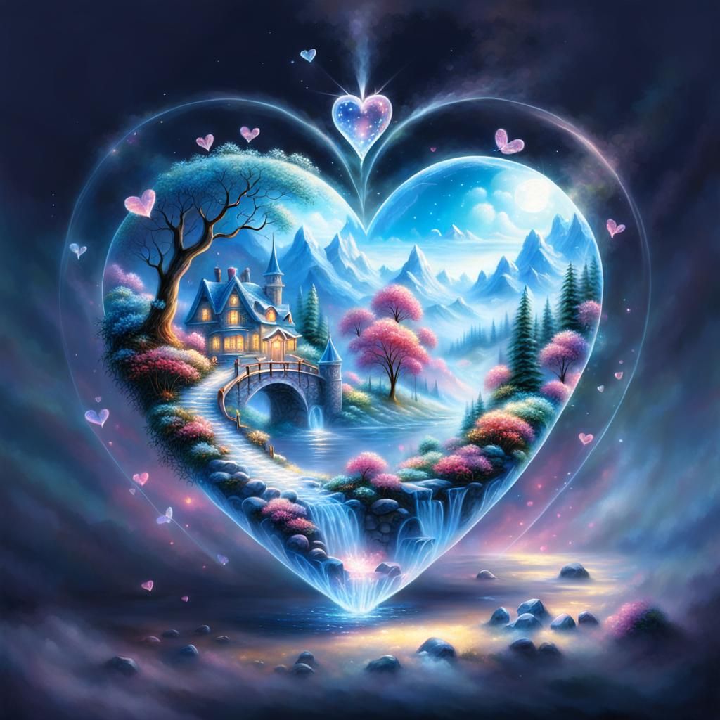 Ethereal Crystal Heart in Luminist Style