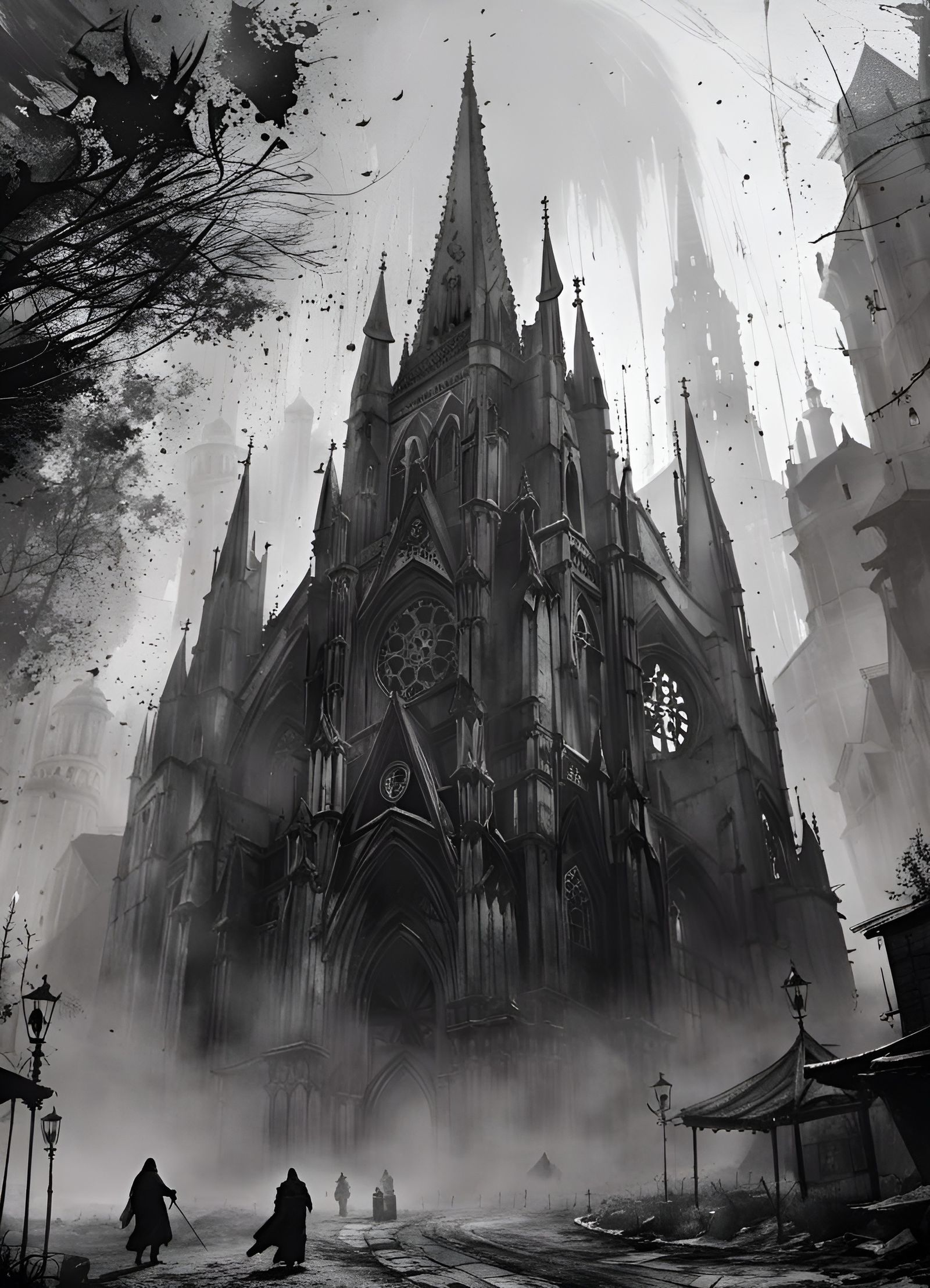 Spooky Gothic Cathedral in Haunted City