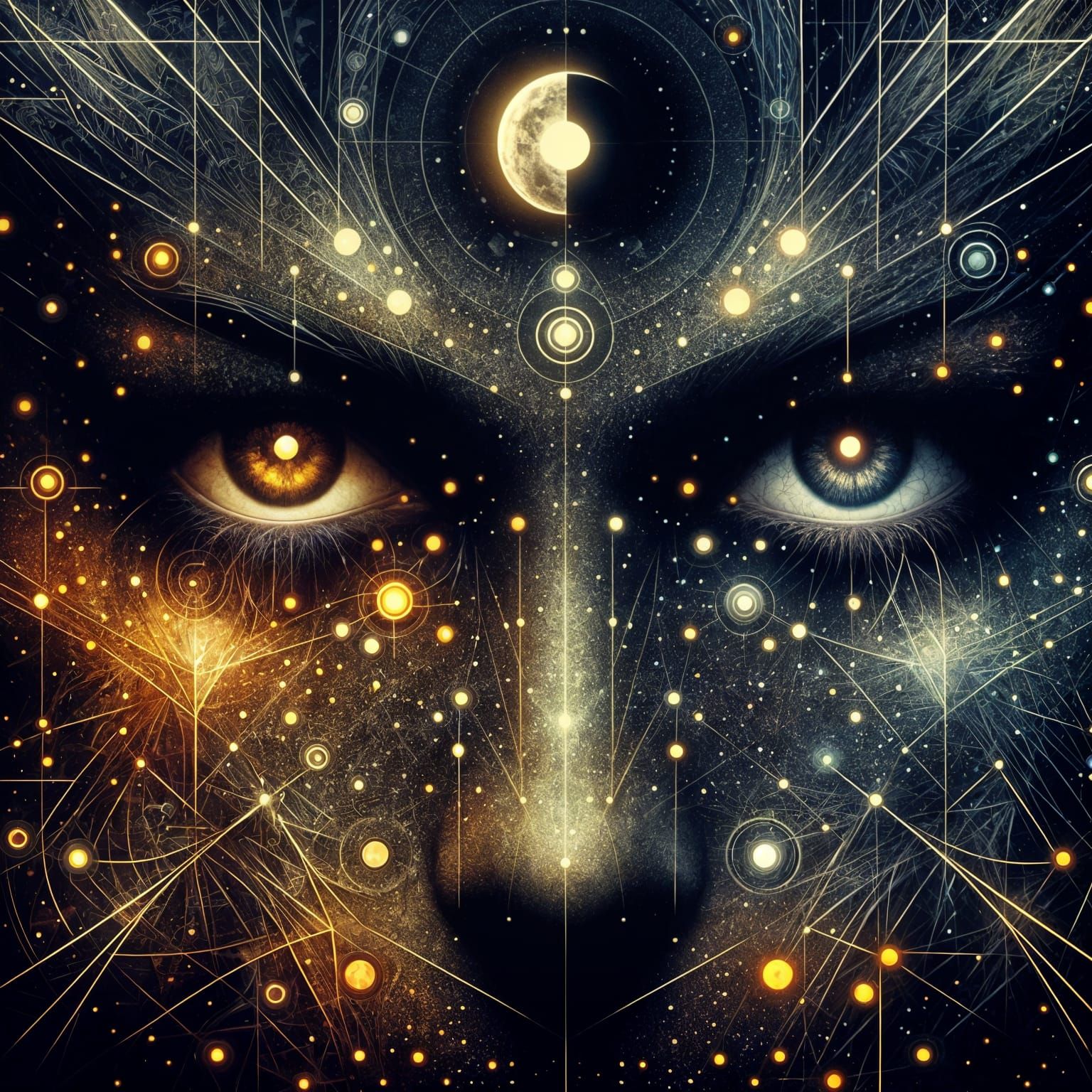 Epic Dark Pop Art Eyes in Gothic Setting