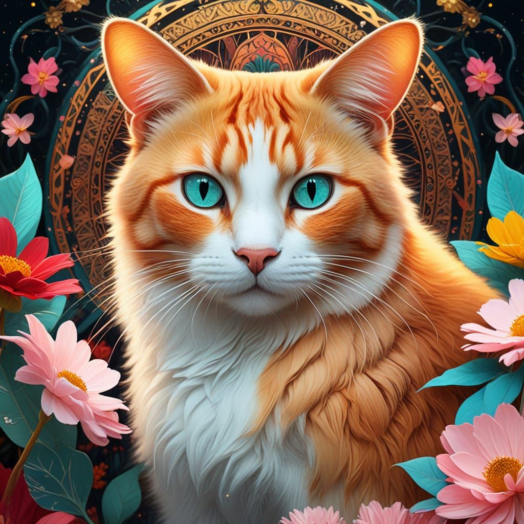 Enchanted Feline Realm in Whimsical Fantasy Art