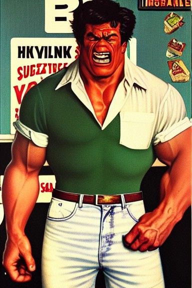 Hulk Eats Ice Cream in Rockwell Style