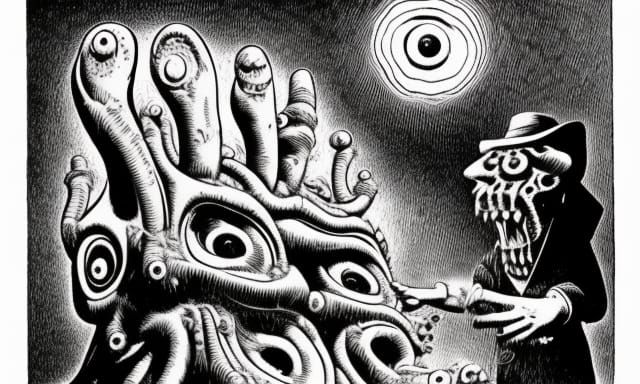 Dunwich Horror in Basil Wolverton Style