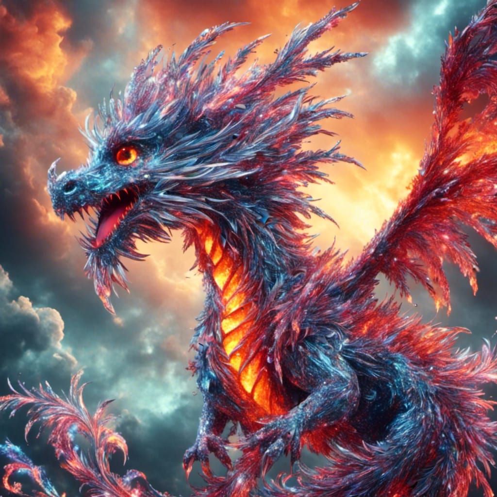 Vibrant Cartoon Dragon with Crystalline Scales