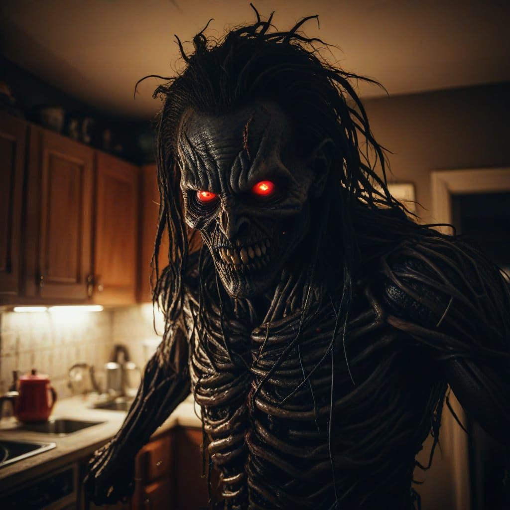 Surreal Night Terror Demon Emerges from Desert Dusk