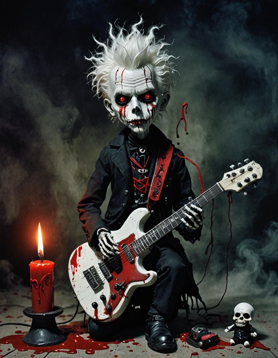 Macabre Voodoo Guitar Ritual in Gothic Style