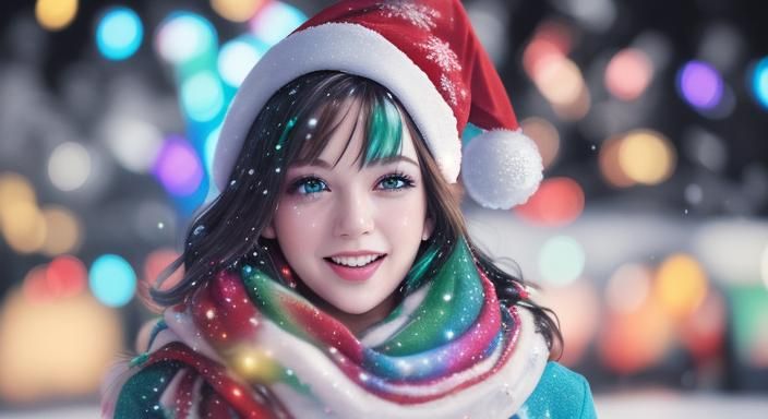 Abstract Christmas Lights and Snowflakes in Splash Art