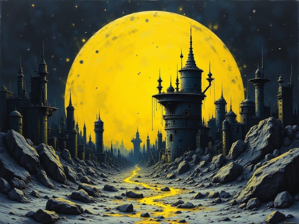 Psychedelic Alien Landscape in Painterly Style