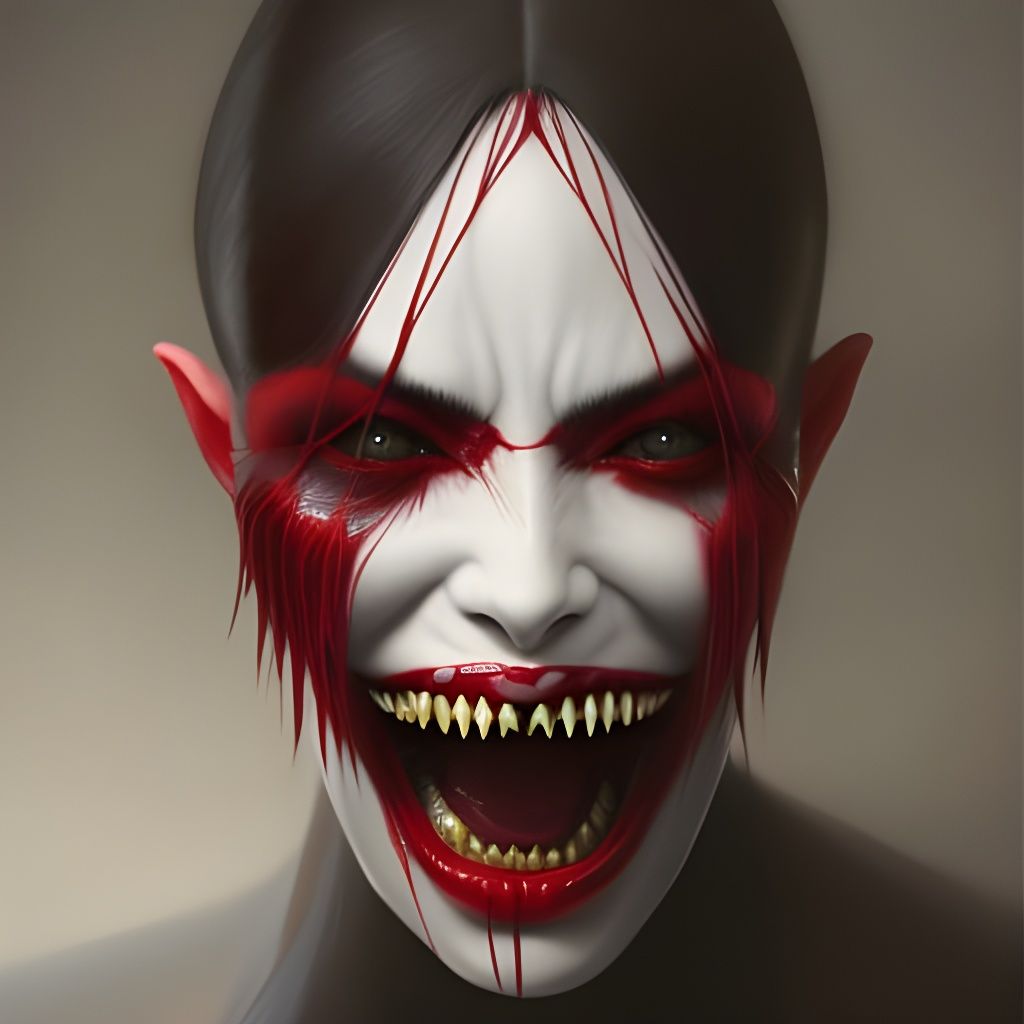 Vampire Beauty: Mutant Alien Portrait in Art Nouveau Style