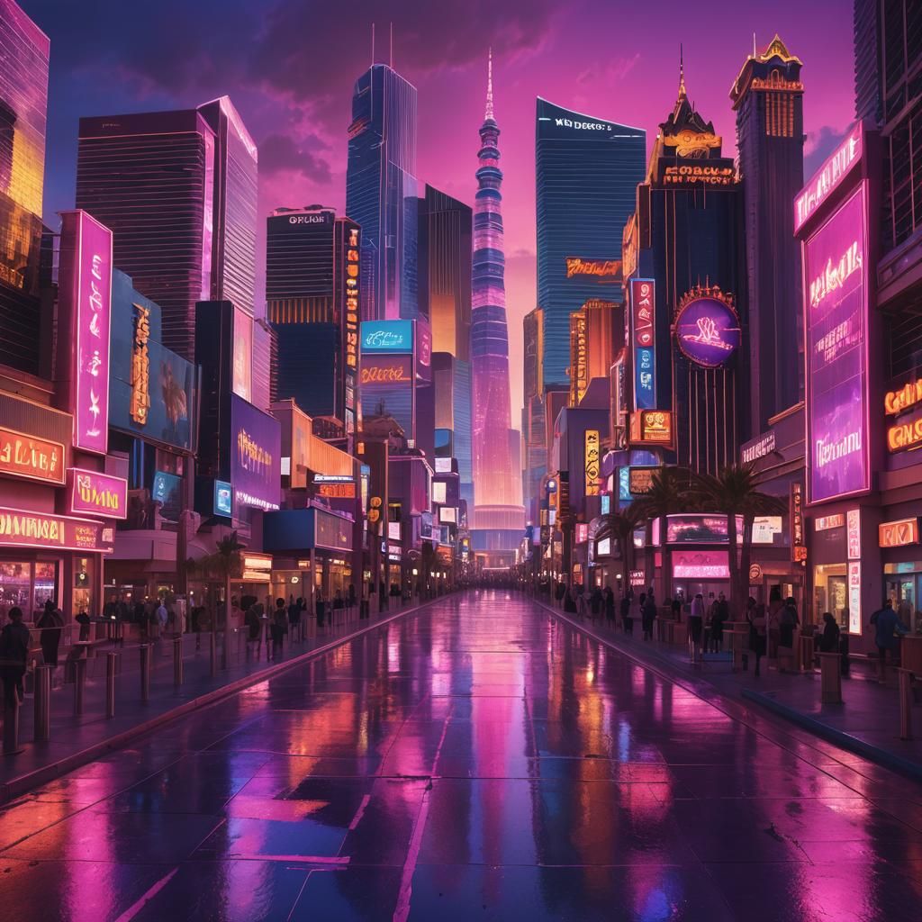 Las Vegas Pink Cityscape in Digital Matte Painting