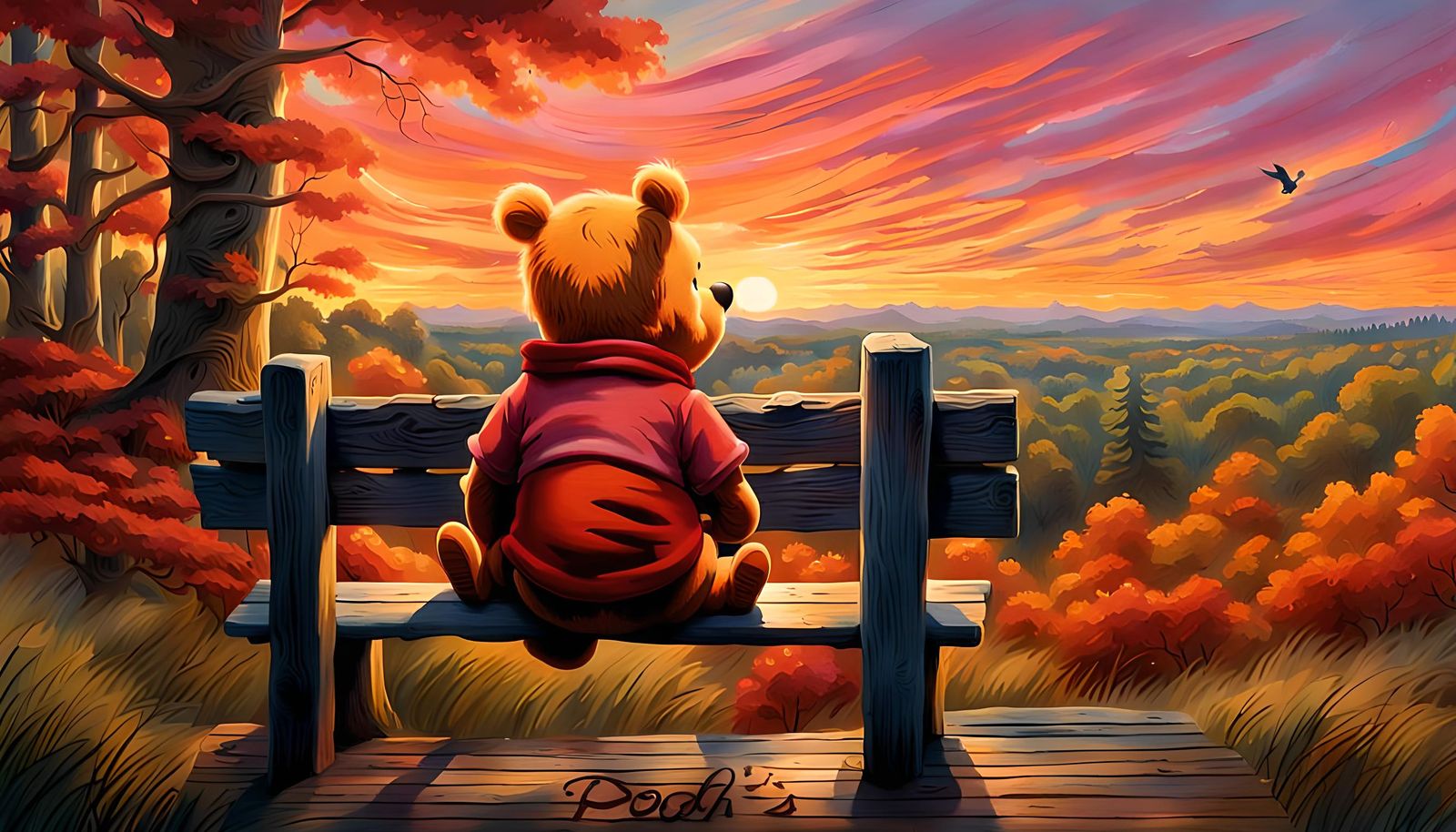 As he sat watching the sunset, Pooh wondered why he didn't s...