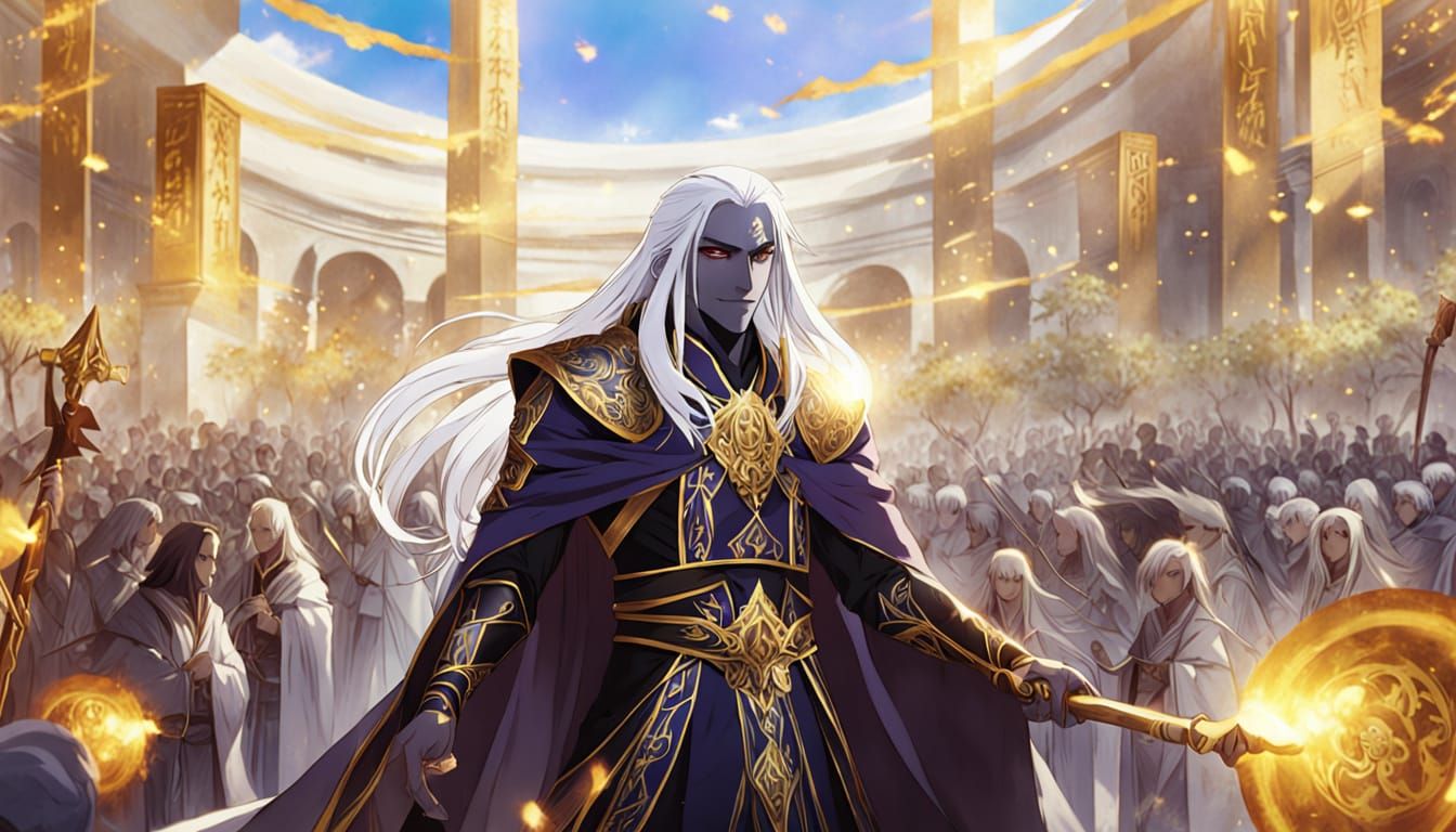 Drow High Priest in Vibrant Anime Style