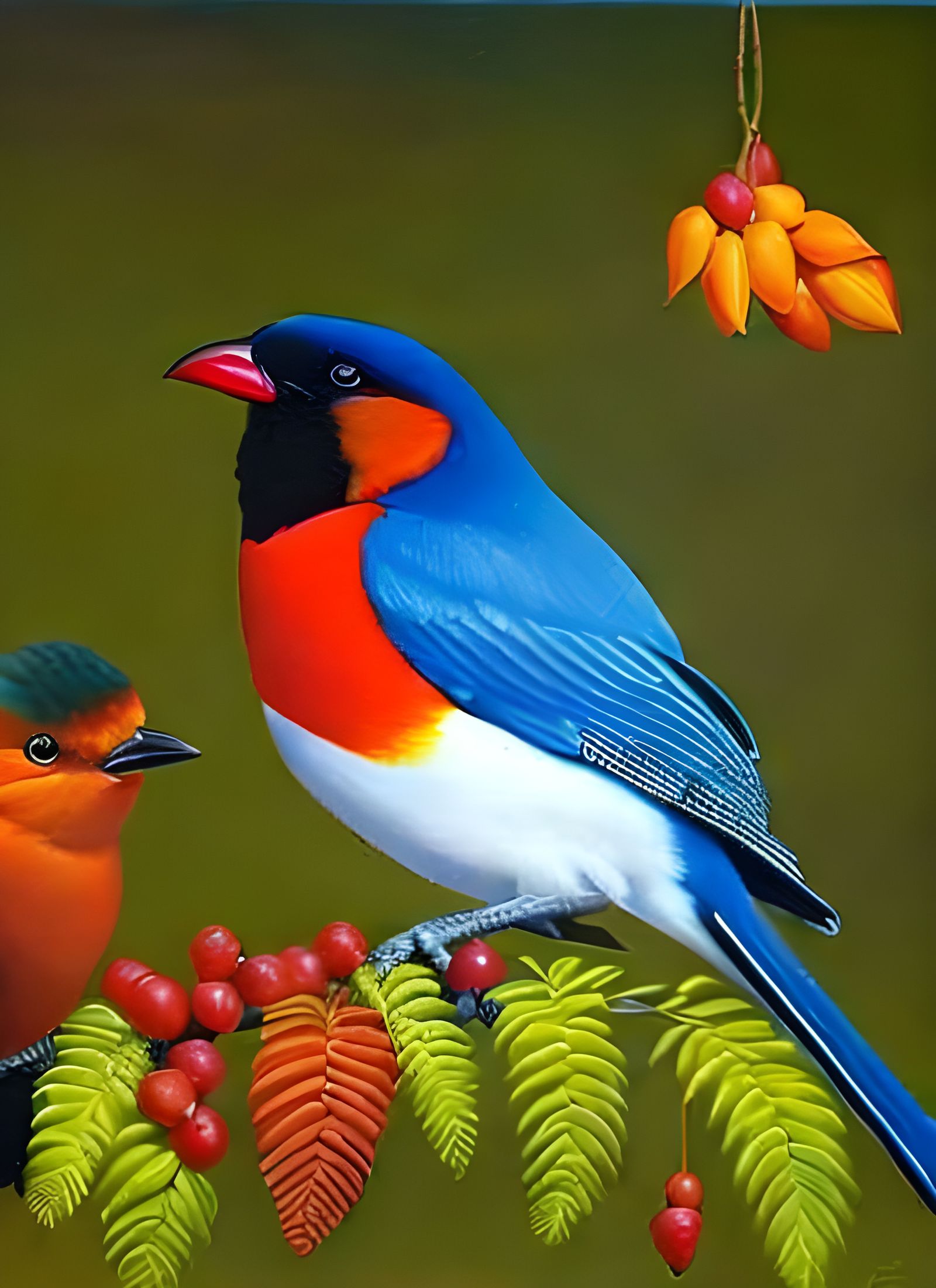 Audubon-esque Oil Painting of Sassy Birds