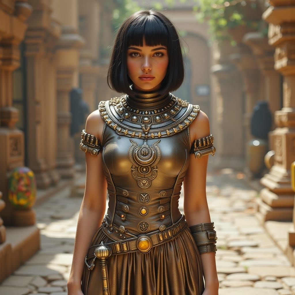 Futuristic Egyptian Priestess in Sci-Fi Style