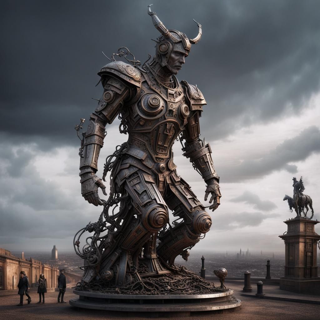 Epic Scrap Metal Statue: Digital Matte Painting