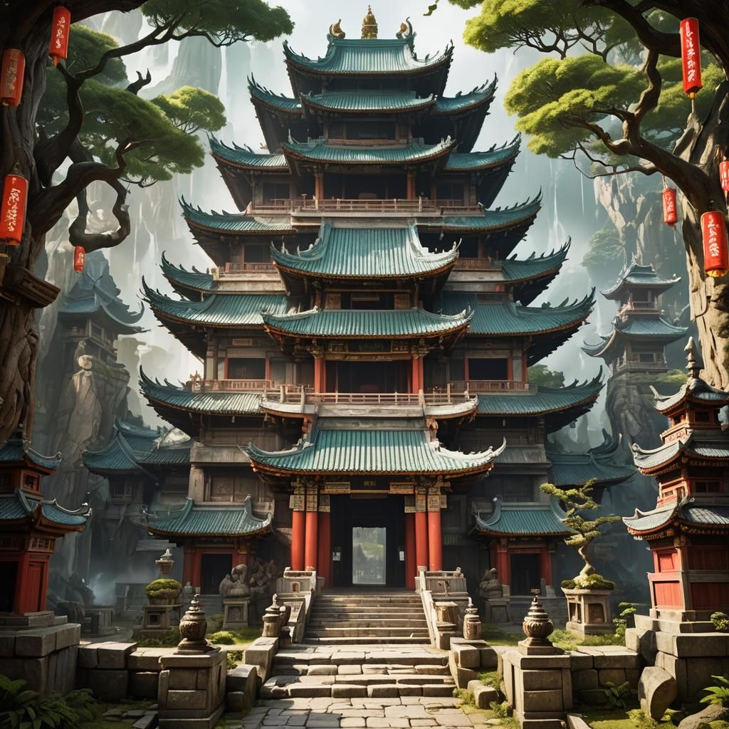 Asian Fantasy Temple Entrance: Realm of Chaos