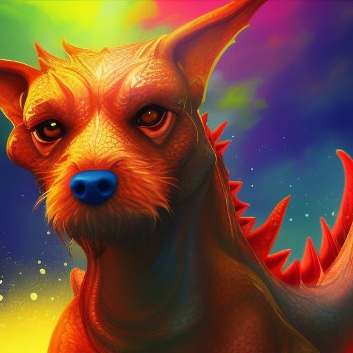 Hyperrealistic Dog Dragon Concept Art