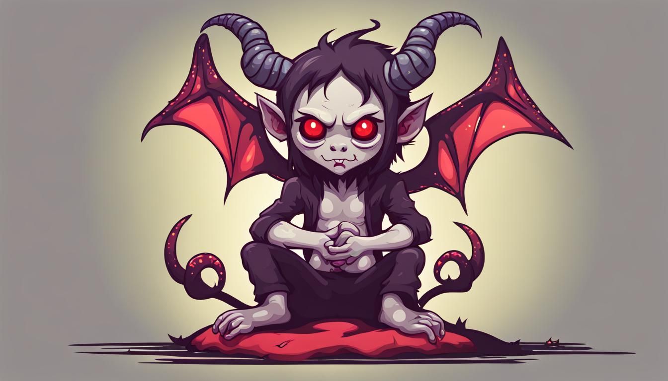Cute Imp-Legged Demon Sitting