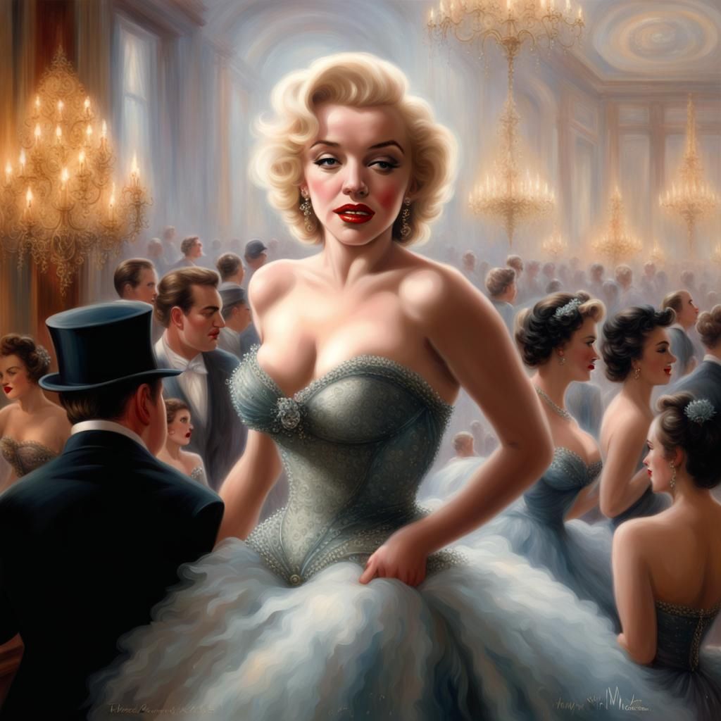 Marilyn Monroe at a Ball in Ethereal Style