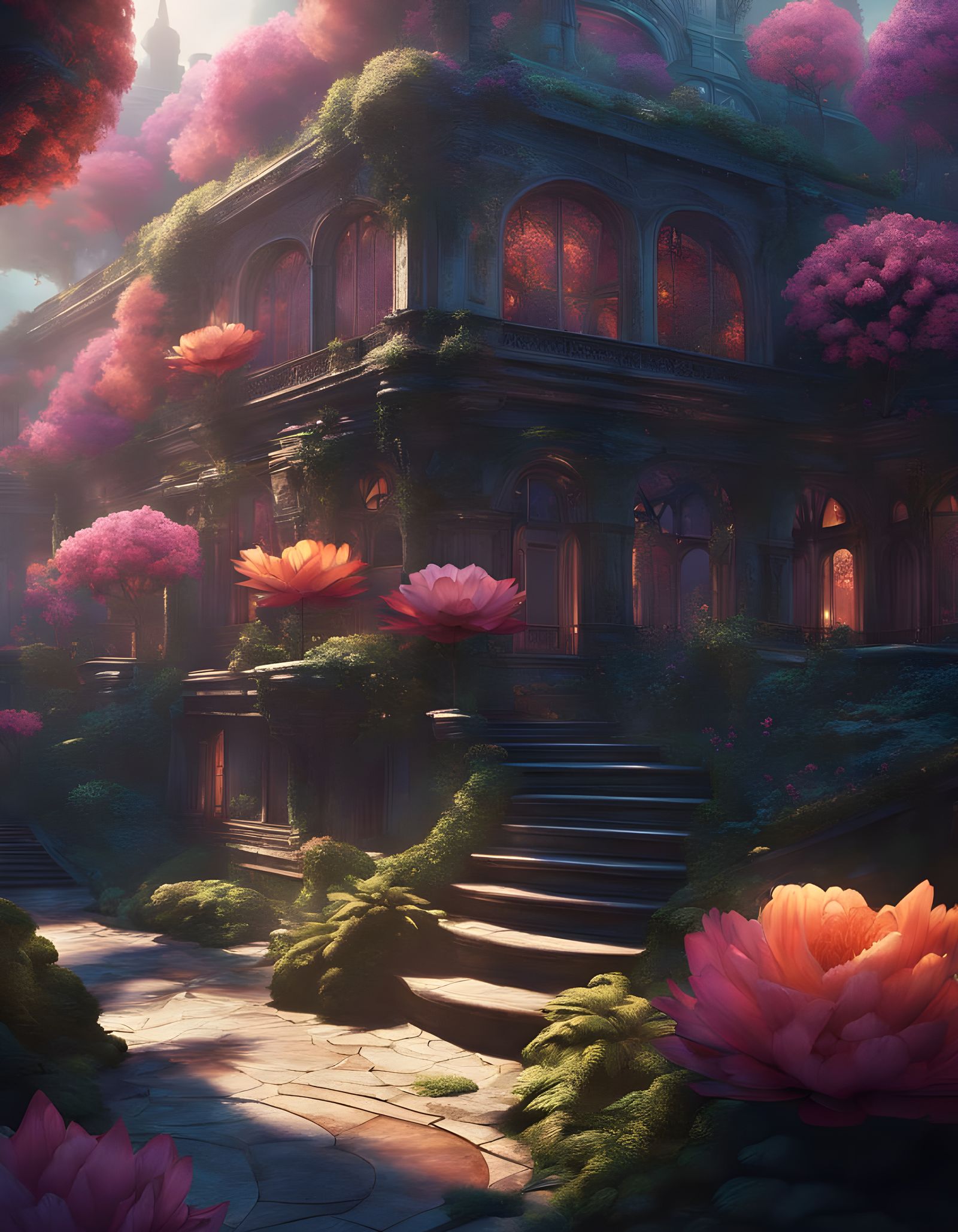 Vibrant Woman in Mystical Realm