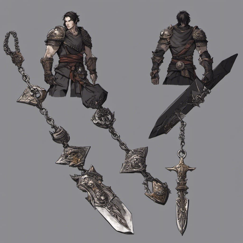 Dark Fantasy Warrior with Sword and Scroll Pendant