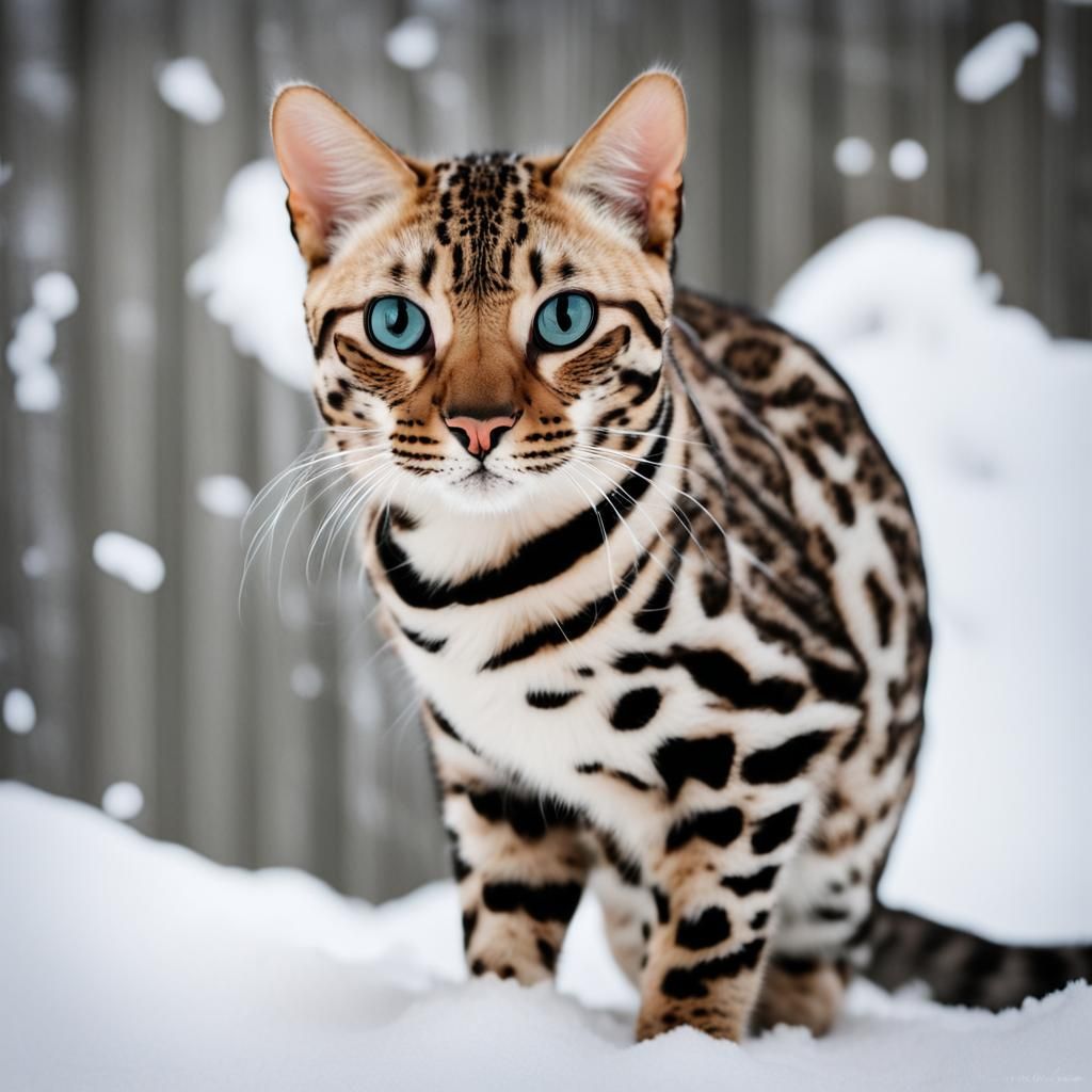 Snow Bengal Cat with Leopard Spots
