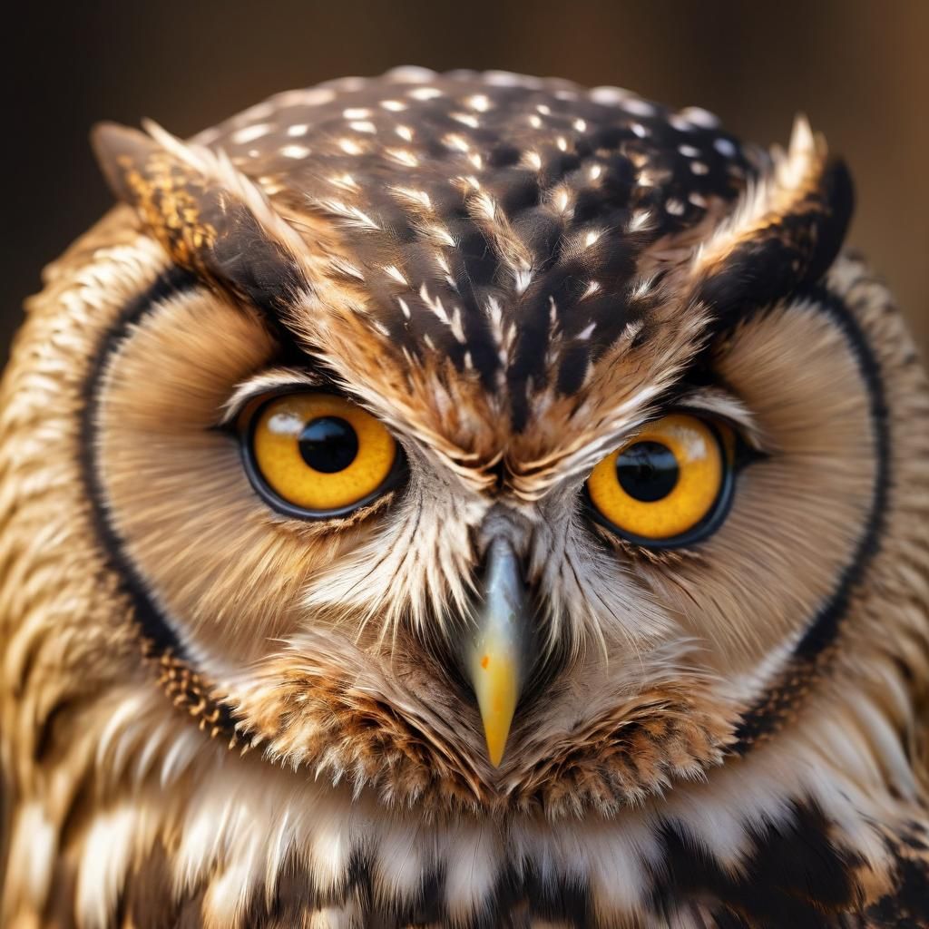 Hyper-Realistic Macro Photograph of an Owl Head