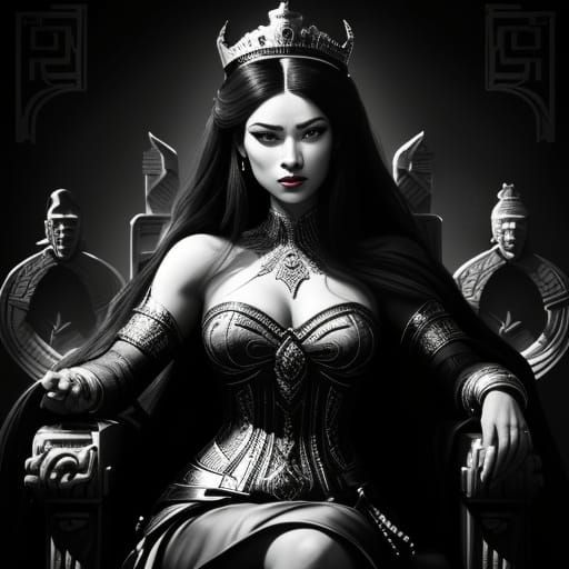 Goddess of Chess in Film Noir Style
