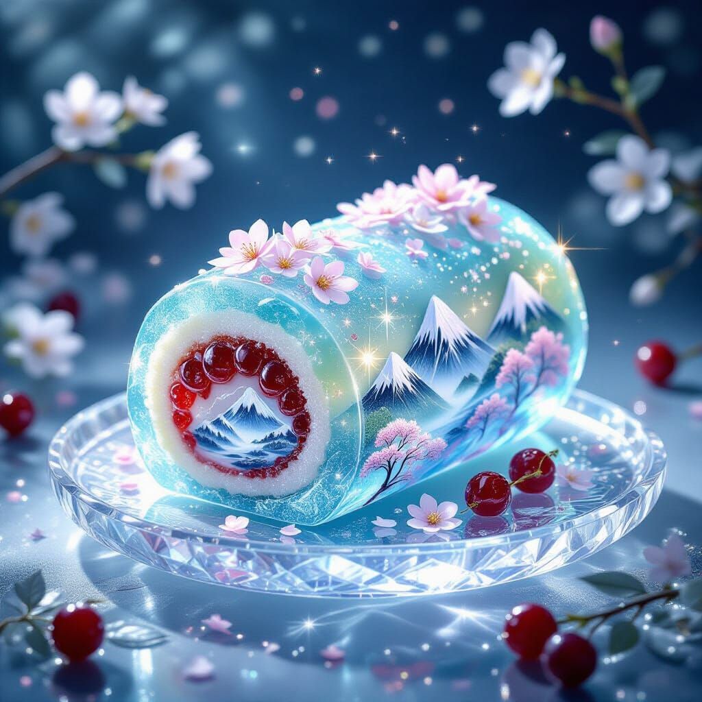 Diamond-Enchanted Dessert Roll with Miniature Landscape