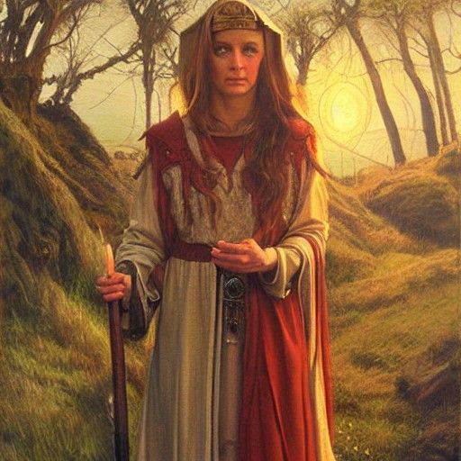 Priestess of Avalon in Oil Painting Style