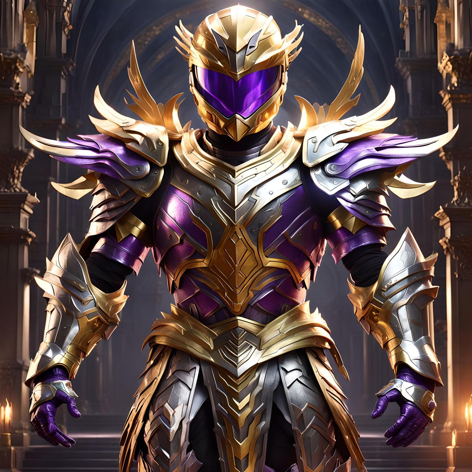 Phoenix Power Ranger Knight in Dark Fantasy Style