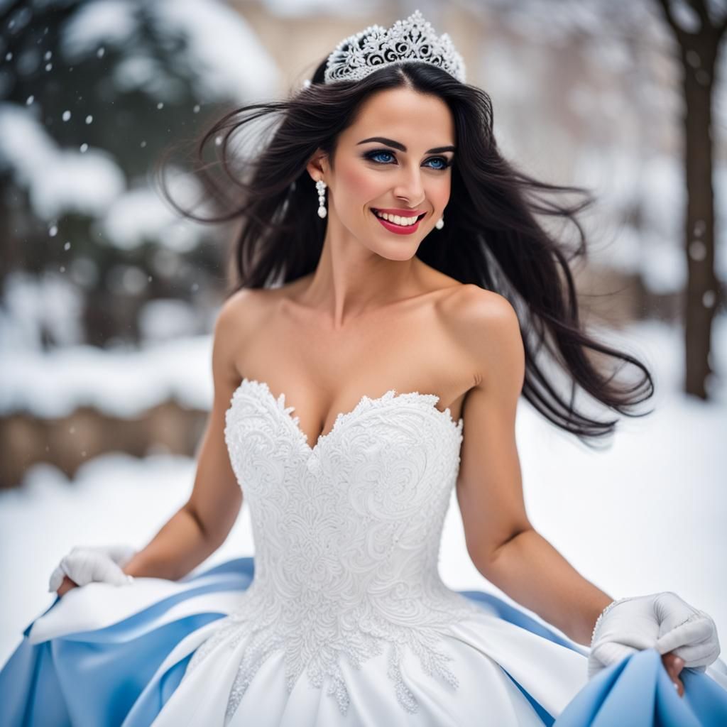 Beautiful Princess Dancing in Wedding Dress