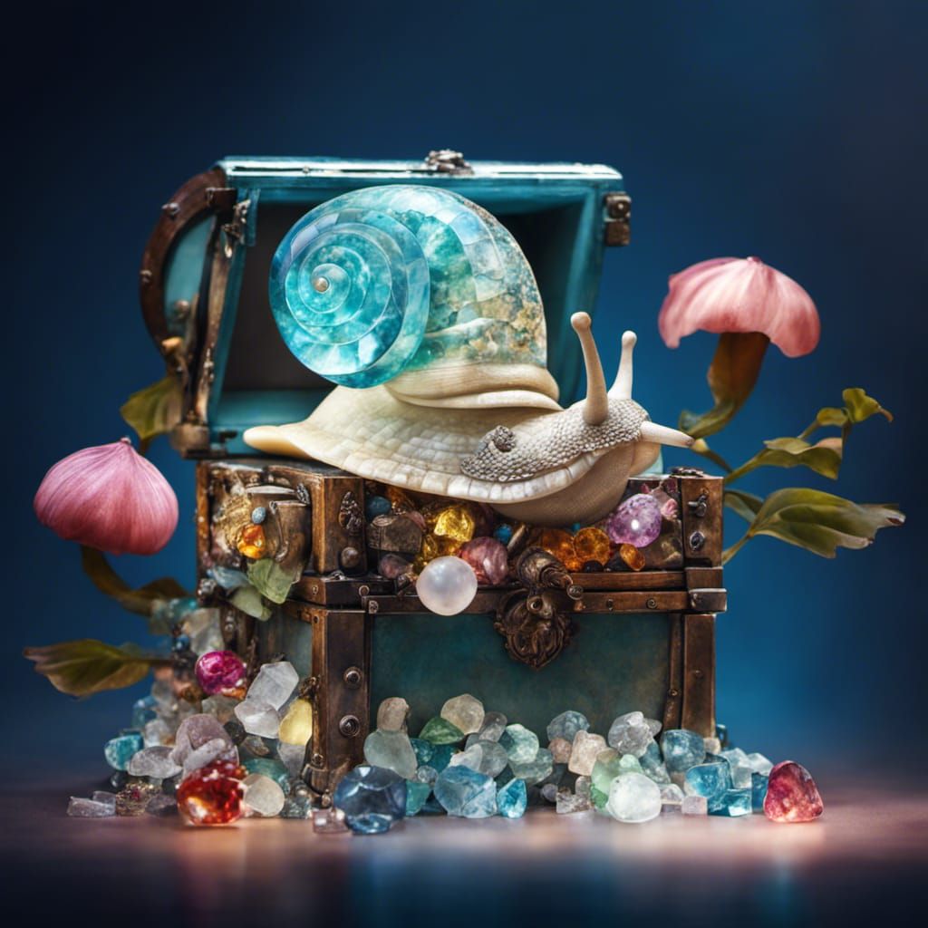 Gemstone Snail on Treasure Chest: Fantasycore Art