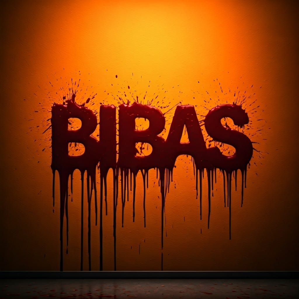 Vibrant Orange Wall with Dripping Blood Graffiti in Cinemati...