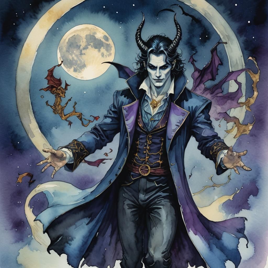 Warlock and Devil Dance: Gothic Romance Illustration