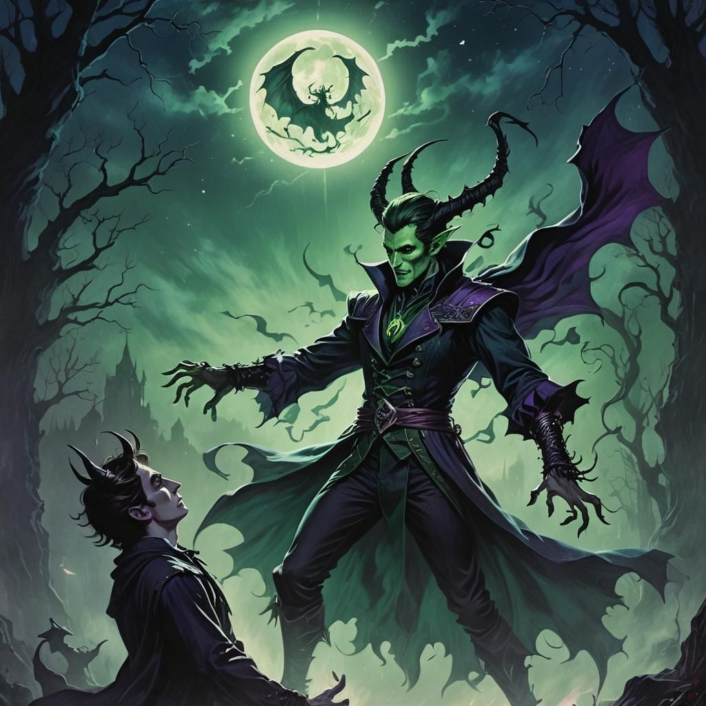 Warlock's Dance with Devil in Gothic Moonlight
