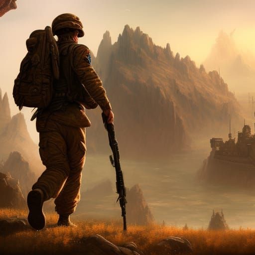 Soldier's Homecoming: Detailed Fantasy Concept Art