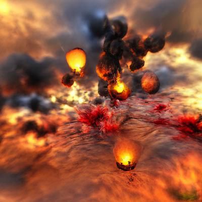 War Scene with Explosions in 8K 3D