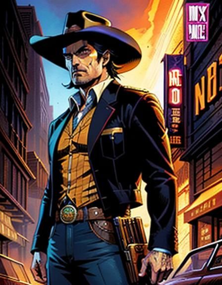 Spaghetti Western Film Poster in Comic Book Art